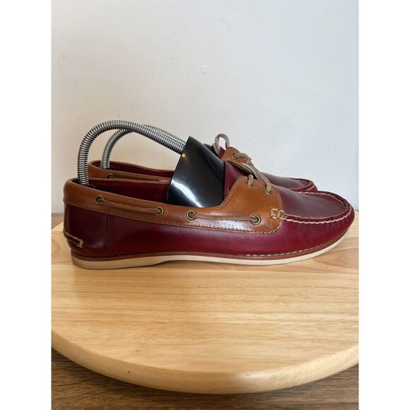 Frye Shoes - Frye Quincy Womens Size 9.5 Shoes Burgundy Leather Moc Toe Slip On Boat